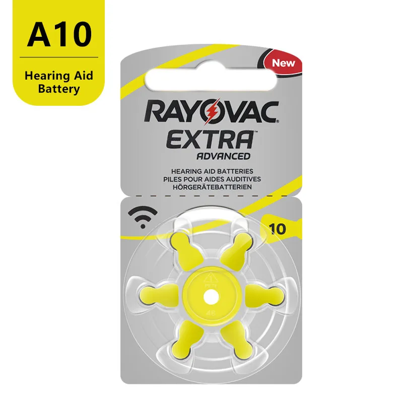 

6Pcs / 1Card RAYOVAC EXTRA Zinc Air 1.45V Performance Hearing Aid Batteries A10 10A PR70 Battery for CIC Hearing Aids