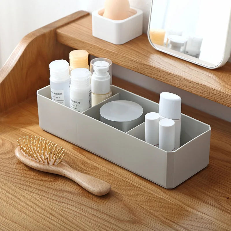 Настольная отдельная коробка для хранения косметики с 3 отделениями контейнер