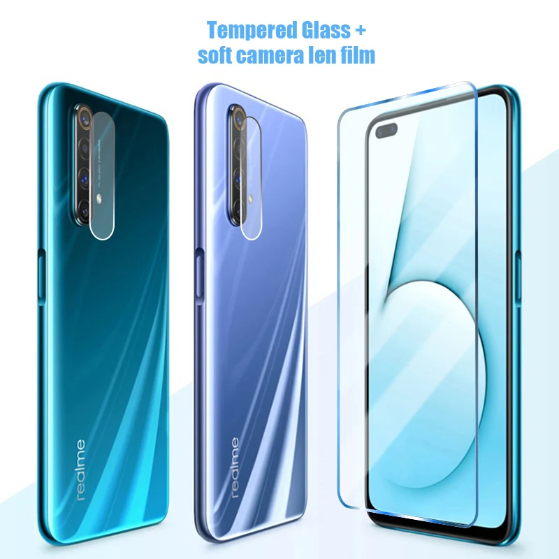 Защитная пленка 2 в 1 для экрана и камеры Realme 6 7 5 3 Pro, пленка для объектива 7i 6S 6i 5i 3i Q2 Q2i V5 5G V3 Q Glass on.