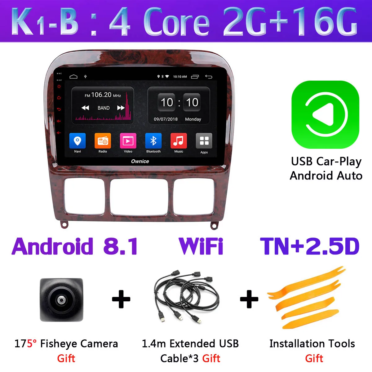 360 ° камера 4G LTE Android 9,0 4G+ 64G gps радио CarPlay SPDIF DSP Автомобильный мультимедийный плеер для Mercedes Benz S CL Class W220 W215 - Цвет: K1-B-CarPlay