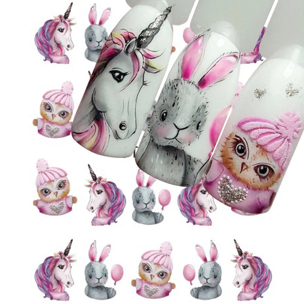 5 листов с надписью Unicorns конструкции Art Наклейки Маникюр Nail переводные наклейки