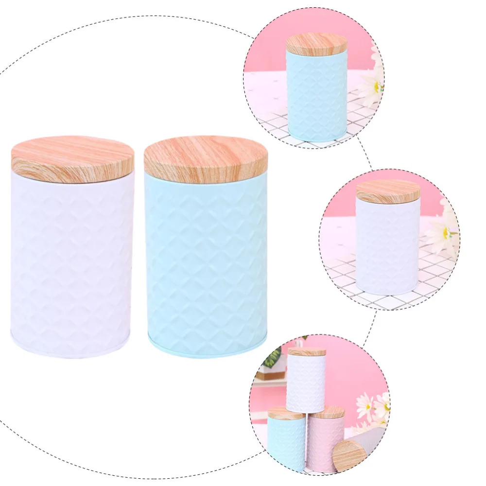 

2Pcs Moisture-proof Tea Canister Candy Tea-leaf Food Holder Iron Sealing Can