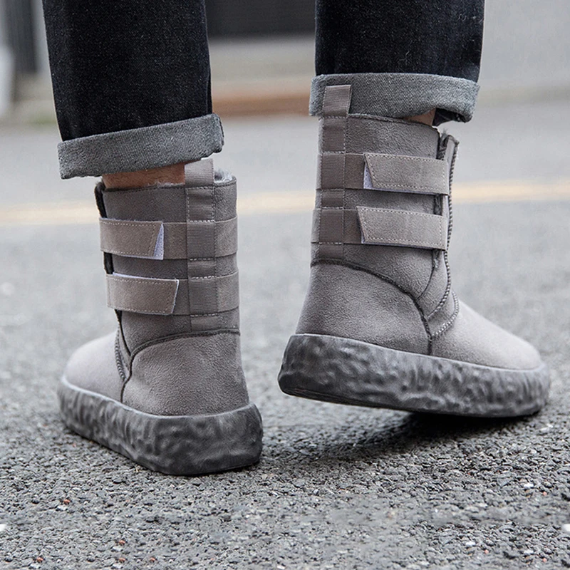 Мужские замшевые ботинки на толстой плюшевой подкладке повседневные уличные
