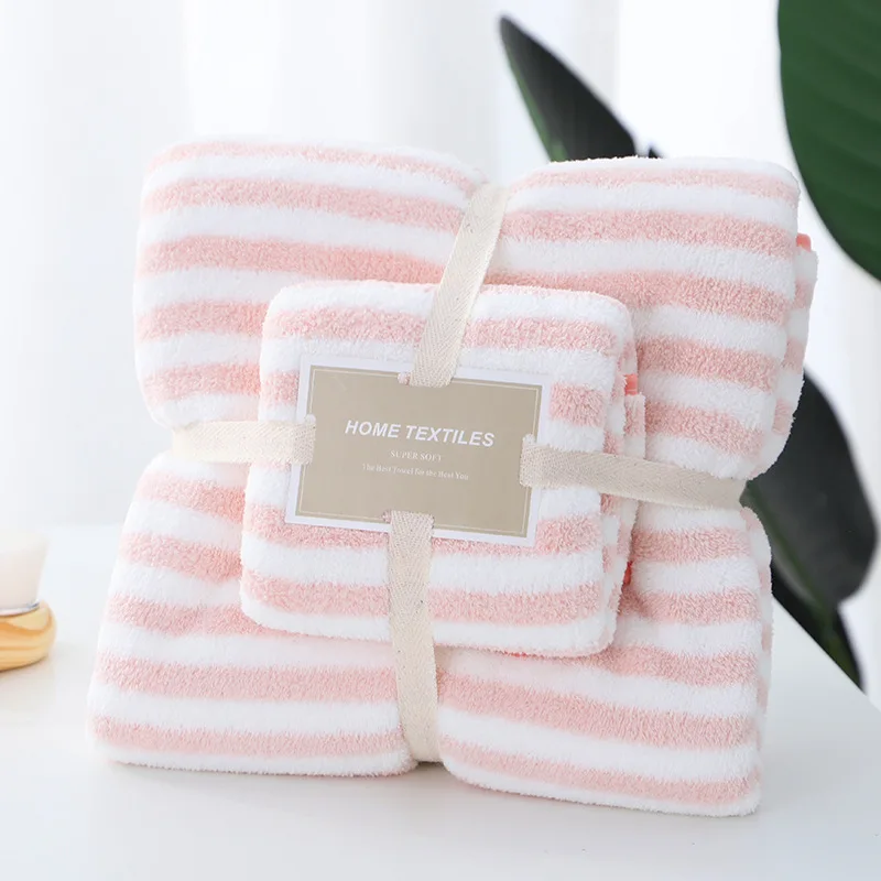 Лидер продаж всесезонный комплект двухцветных полосатых полотенец из