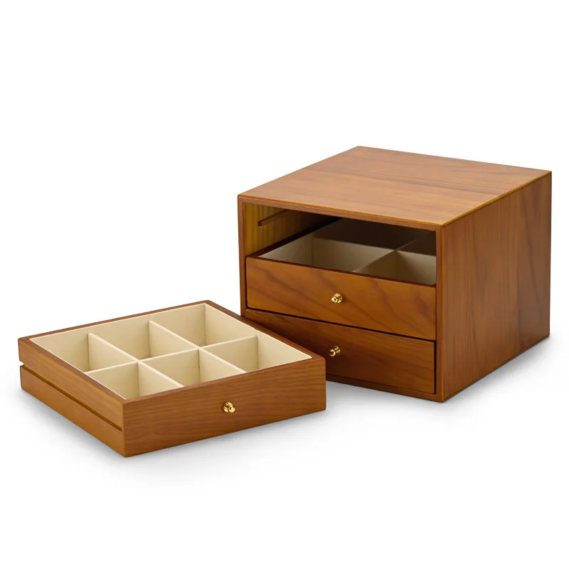 2021 Multilayer Jewelry Box Solid Wood Drawer Jewelry Storage Box Ring Earring Necklace Bracelet Box jewelry organizer