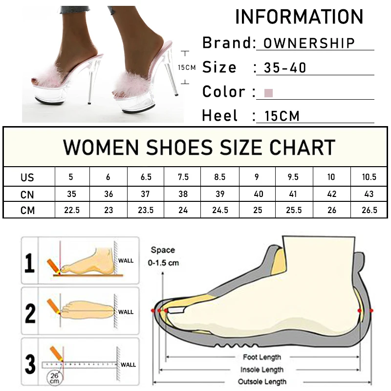 

2021 Women's Furry Transparent Slippers Ladies Sexy Stiletto Super High Heels Female Platform Casual Shoes Woman Footwear