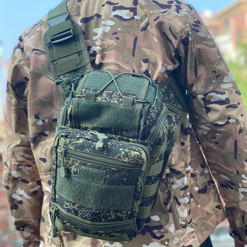 Outdoor military green shoulder bag EDC tactical military chest bag waterproof outdoor camp walking camera
