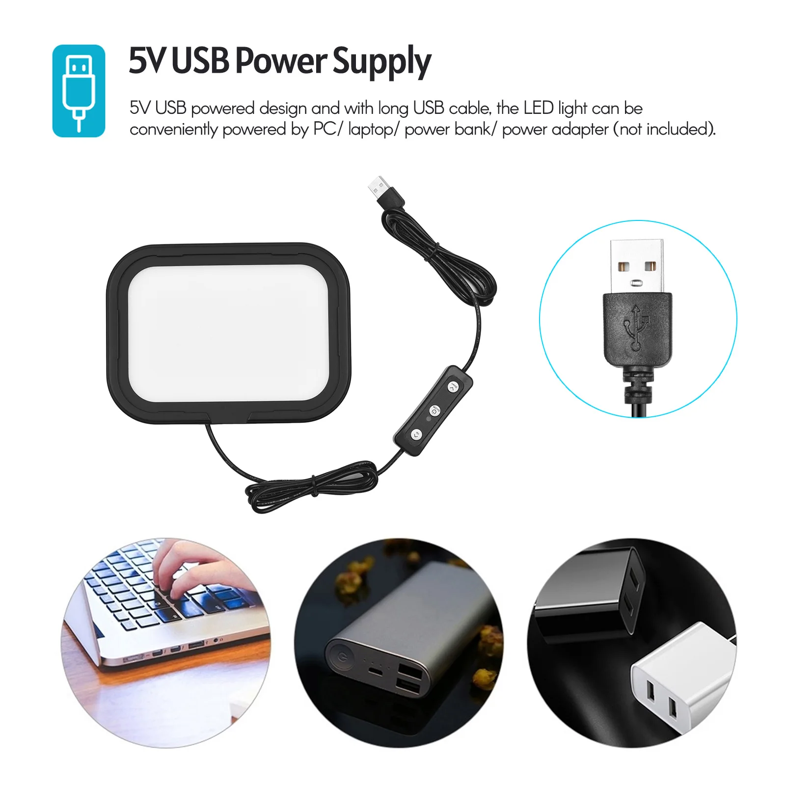 Andoer PH-04 компактный светодиодный видео свет комплект 3 шт. 5600K USB заполняющий +