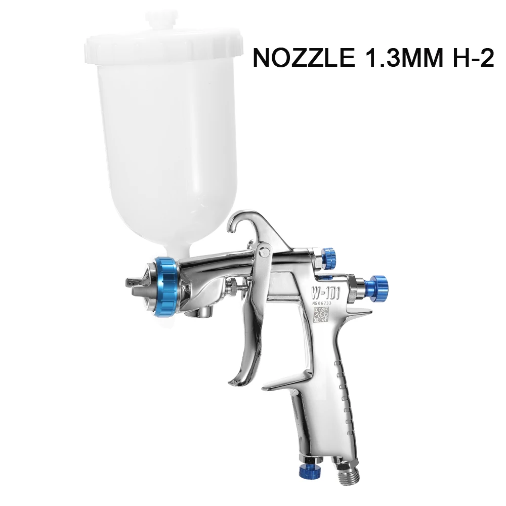 Nozzle 1.3mm H-2 Профессиональный 1,0/1,3/1,5/1,8 мм Пластик 400cc чашка пистолет-распылитель W-101 воздуха распылительный пистолет ручной пистолет распылитель W101 распылительный Воздушный пистолет-распылитель - Цвет: Nozzle 1.3mm H-2