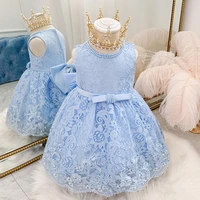 sleeveless princess kids dresses for girls high quality bow tutu lace skirt for wedding birthday party christmas gift wholesale