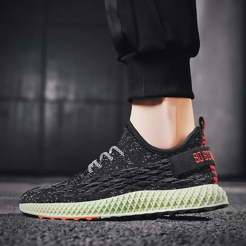 Мужская повседневная обувь Новинка черные сетчатые дышащие мужские кроссовки на