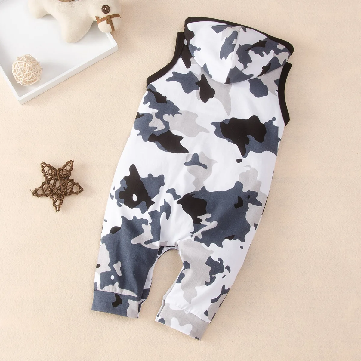 

New Summer Baby Boy Clothes Camouflage Print Sleeveless Zipper Hoodies Baby Boy Romper Casual Soft Sport Baby Boy Bodysuit 0-18M