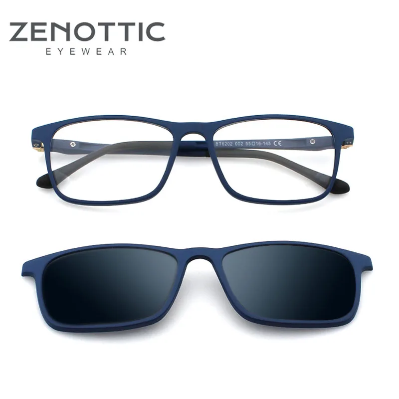 ZENOTTIC Brand Polarized Sunglasses For Men  Flexible 2 in 1 Magnet Clip On Eyeglasses Magnetic Myopia Prescription Sun Glasses