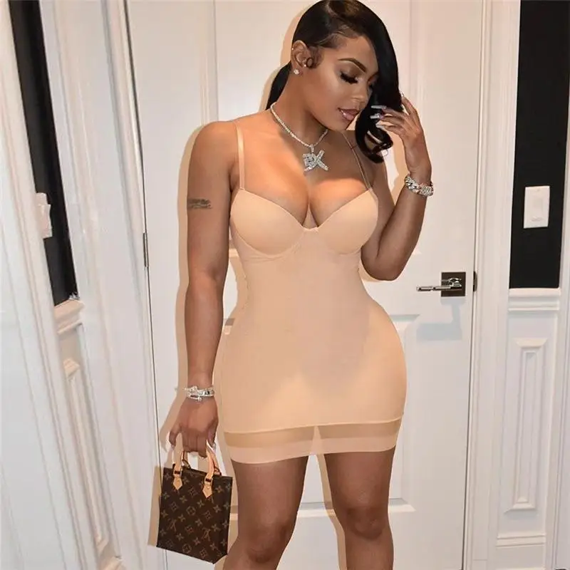 

Autumn And Winter Women's New Nightclub Fashion Sling Low-cut Mesh Stitching Sexy Hip Dress