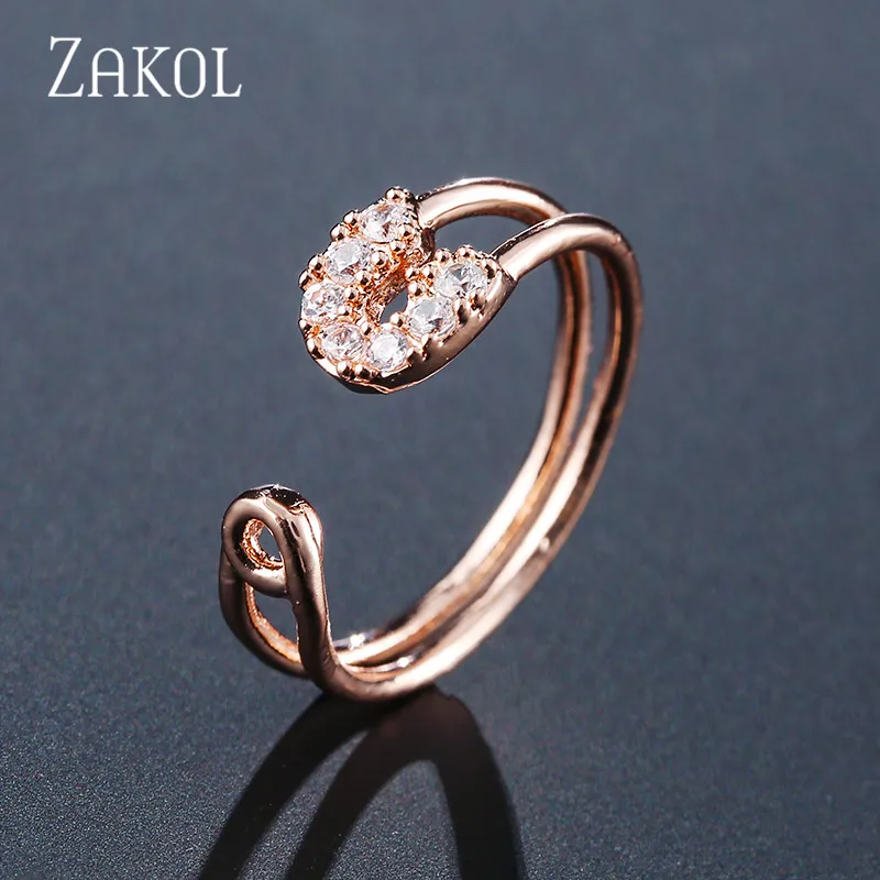 Женское Открытое кольцо ZAKOL с фианитами регулируемое свадебное украшение FSRP2115 |