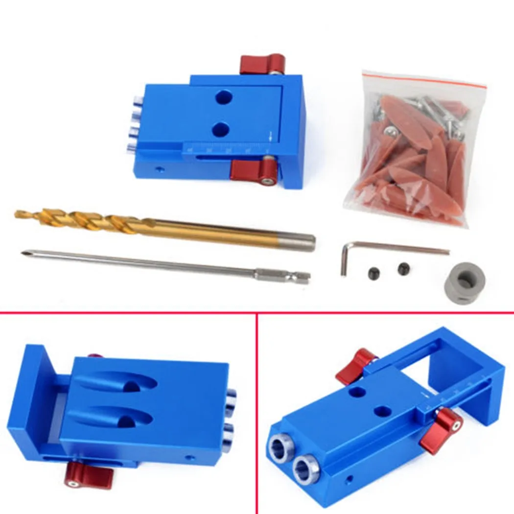 

Wood Drilling Hole Jig Woodworking Pocket Aluminum 6061 Anodized Joinery Tool