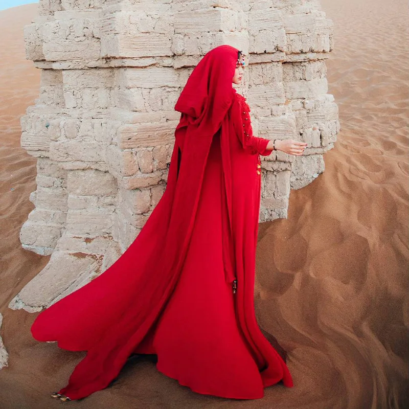 

Women's dress big red dress desert exotic women's dress Northwest Travel Photo clothing western region ancient costume