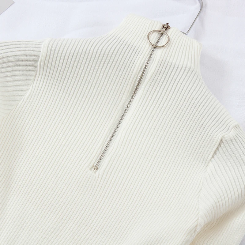 Zipper Turtleneck Sweater Korean Style Women Sweaters 2019 Winter Tops Pullover Autumn Jumper Knitted Pull Femme | Женская одежда