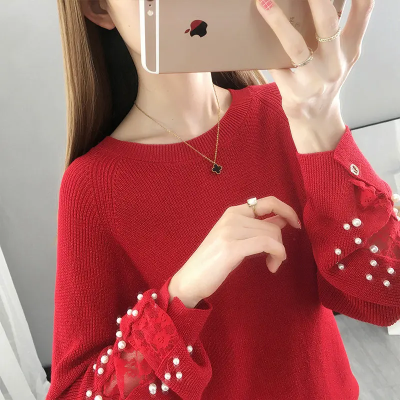 

2021 Специальное предложение 19832 (3 комнаты плюс рамка 3 Нижняя) Настоящий вырез Круглый вырез кружево Прошитые жемчужные рукава футболка 47