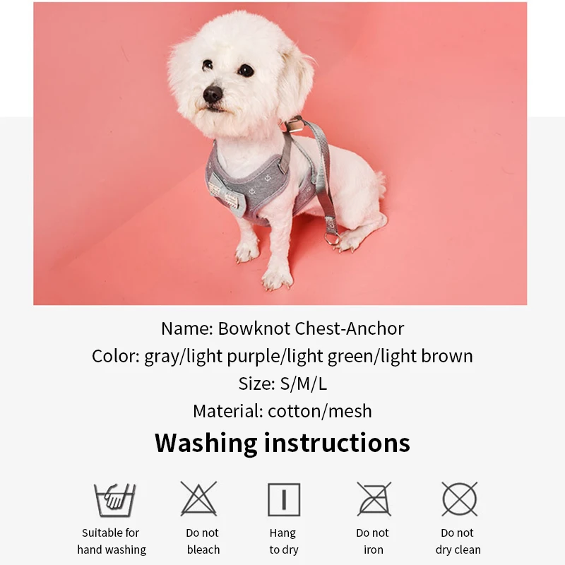 Воздухопроницаемая сетчатая шлейка и поводок для маленьких собак кошек жилет