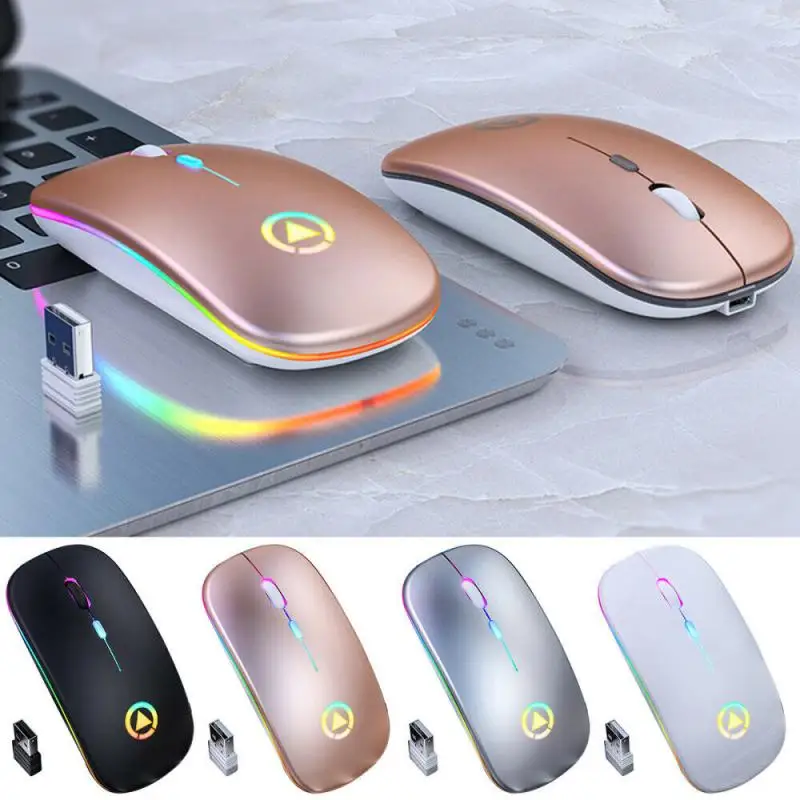 

Беспроводная оптическая Бесшумная мышь, USB перезаряжаемая RGB мышь для ПК, ноутбука, компьютера, 2,4 ГГц, цифровая беспроводная передача