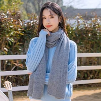 warm winter pure color 100 wool woman scarf blue luxury brand for girls long fashion blanket grey shawl ladies easy match hot