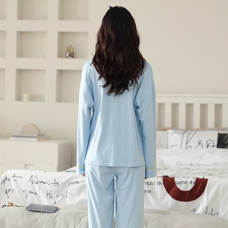 Новинка 2021 осенне-зимние хлопковые Пижамные комплекты для пар модная простая