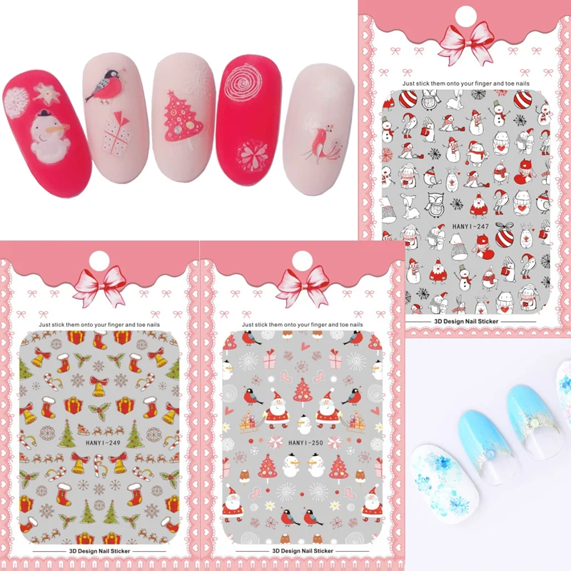 

1 Sheet Nail Art 3D Sticker Santa Claus Snowflake Christmas Winter Xmas Adhesive Decals DIY Nail Manicure Decoration Tools
