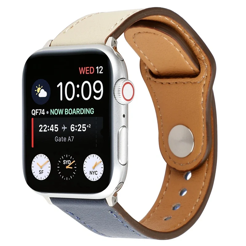silver connector Натуральная кожа петля ремешок для apple watch band 44 мм 40 мм, 42 мм, 38 мм, ремешок для наручных часов iwatch, версия 4/3/2/1 Часы браслет аксессуары - Цвет ремешка: silver connector