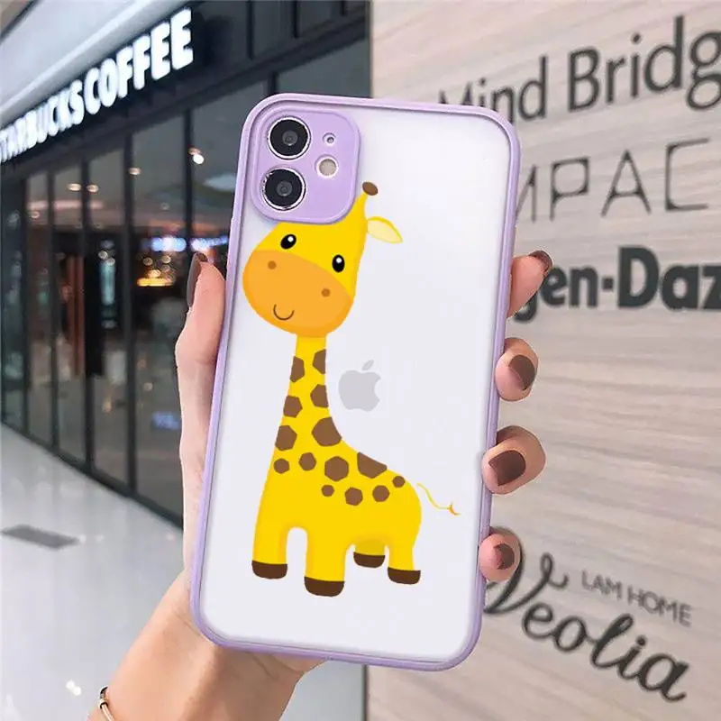 

Cute Cartoon Giraffe lovely Phone Cases Matte Transparent for iPhone 7 8 11 12 s mini pro X XS XR MAX Plus cover funda
