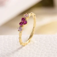 simple heart ring women rhinestone cute finger rings wedding engagement birthday gift for girlfriend zircon stone jewelry