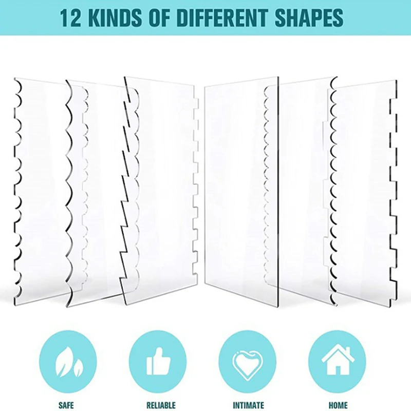 

6 шт. акриловый скребок для крема, скребок с гладкими зубьями, резак для торта, нарезка для пирожных, украшение своими руками