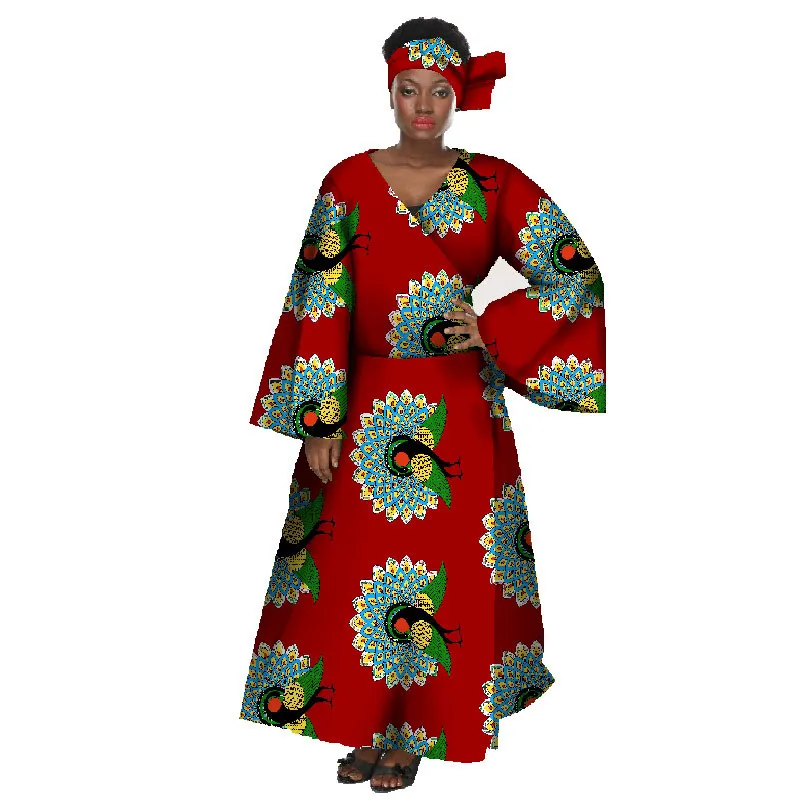 Африканская одежда для женщин с длинным рукавом принтом Африканский батик