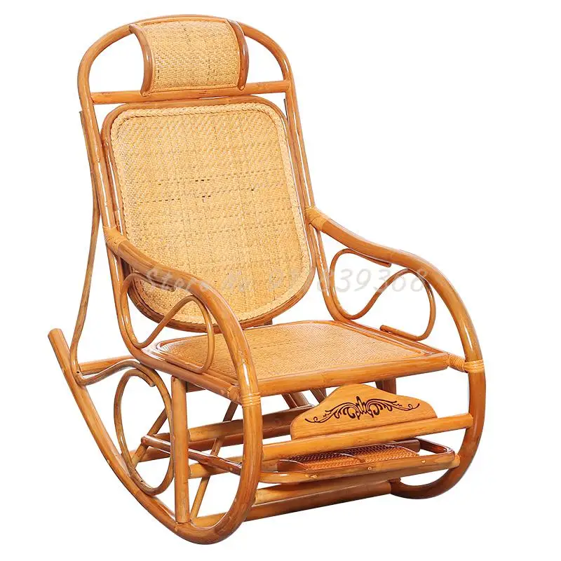 Кресло качалка из натурального ротанга для взрослых ленивый стул отдыха балкона