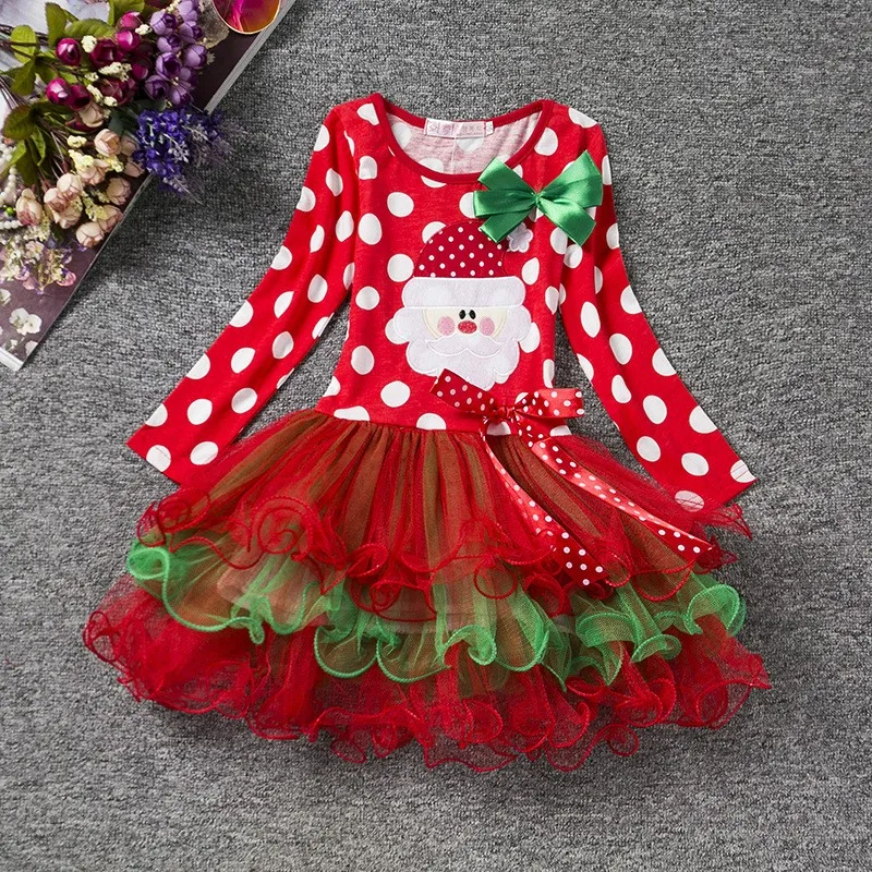 1 Antler Headband Christmas Dress Girls Deer Santa Sled Snow Gift Dress for Girl Xmas Print Children Wedding Party Dress 6m-5Y - Цвет: 1