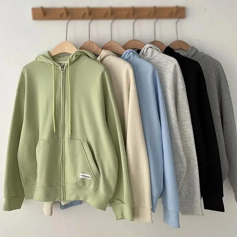 

50% Cotton Women Hoodie Harajuku Korean Fashion Spring Autumn Loose Thin Oversized Sweatshirts Womens Solid Sweatshirt Hoodies