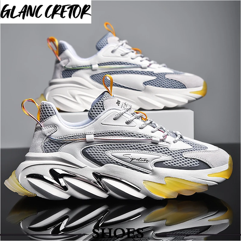 

Summer Chunky Sneakers Outdoor Breathable Sports Shoes Mesh Walking Shoes Zapatillas Hombre Fashion Reflective Running Shoes Men