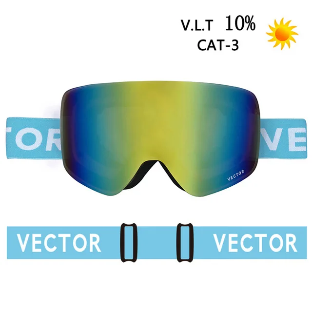Sky blue VECTOR Brand Ski Goggles Men Women Double Lens UV400 Anti-fog Skiing Eyewear Snow Glasses Adult Skiing Snowboard Goggles - Цвет: Sky blue