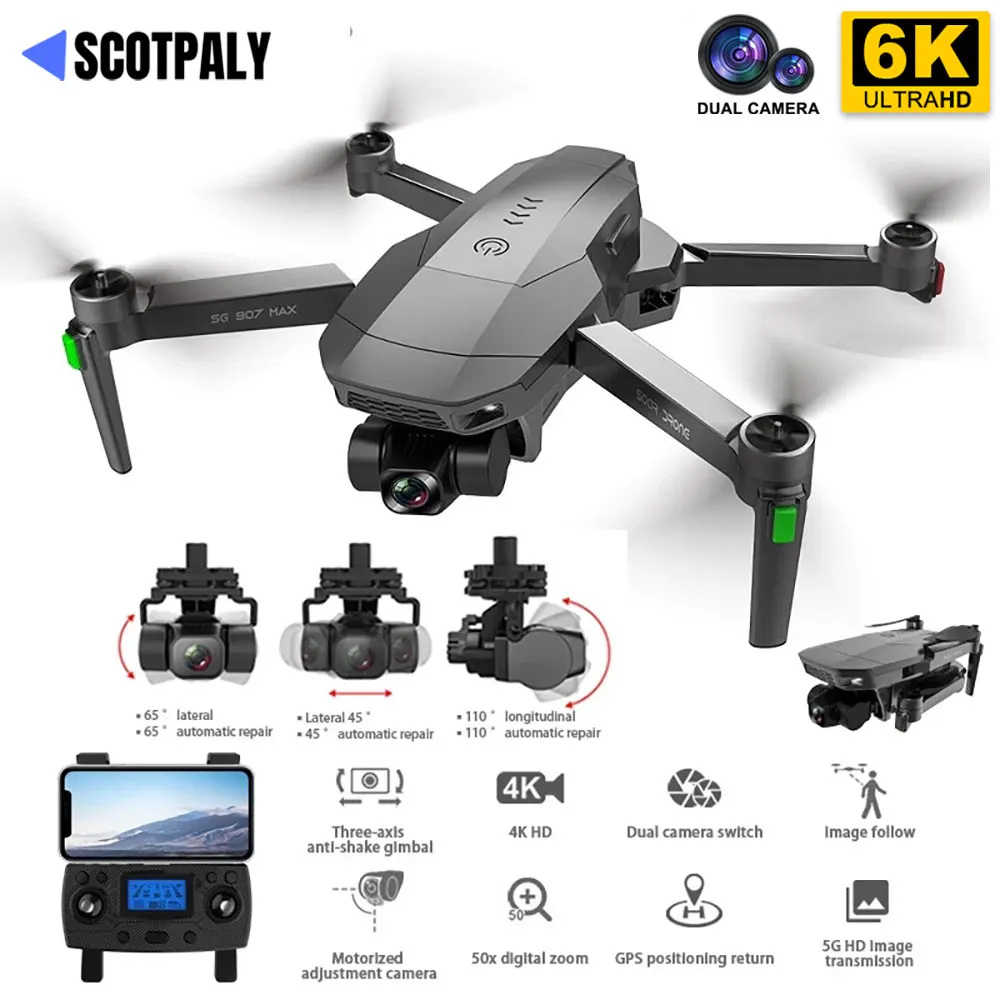 

Smart SG907 SE Max Drone 6K Aerial Camera GPS Height Hold Foldable Professional 3-Axis Gimbal Brushless Quadcopter Rc Helicopter