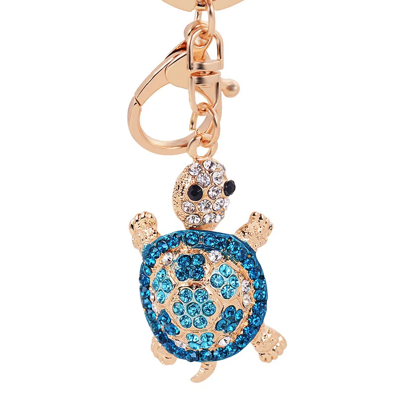 

2021 New Creative Tortoise Diamond Alloy Keychain Fashion Girl Bag Ornaments Car Pendant Holiday Gifts