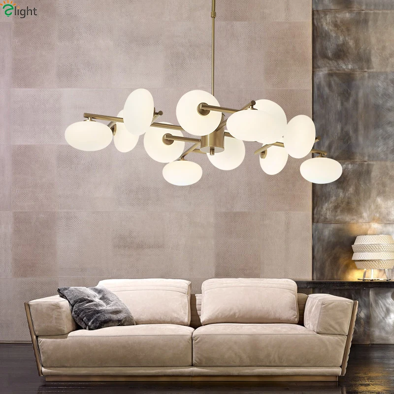 Современные светодиодные люстры со стеклянным шаром золотистые металлические