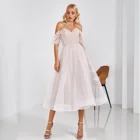 Элегантные тюлевые Свадебные платья средней длины с открытыми плечами для подруг невесты платья Свадебные платья белого цвета на заказ