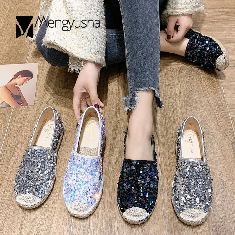 Разноцветные блестящие вязаные туфли для рыбалки из конопли женские слипоны