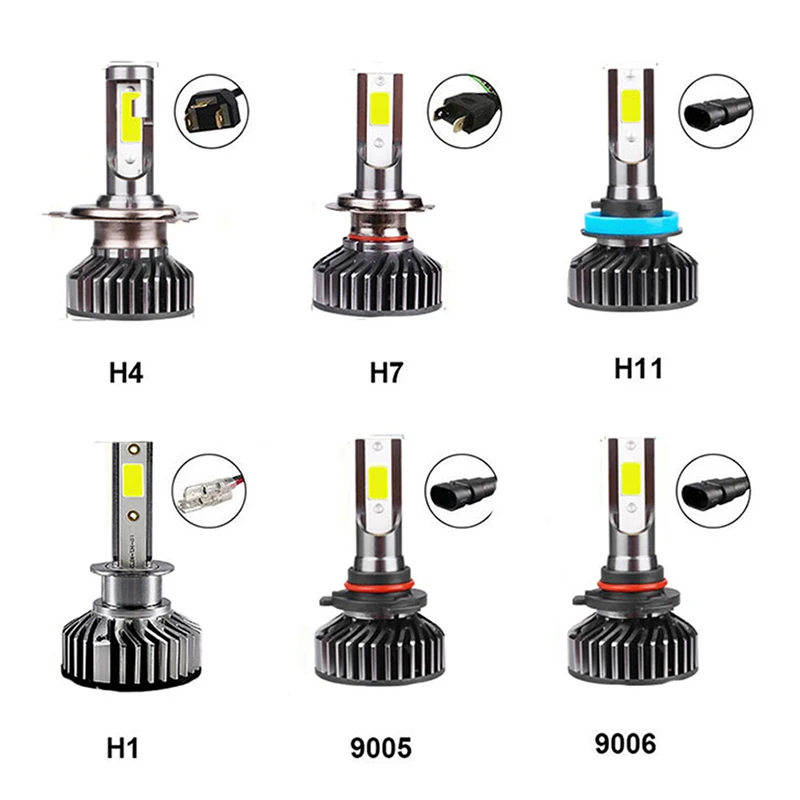 

2PCS Car Haedlight H4 H7 H1 LED H8 H9 H11 6500K Auto fog Light 12V LED Bulb