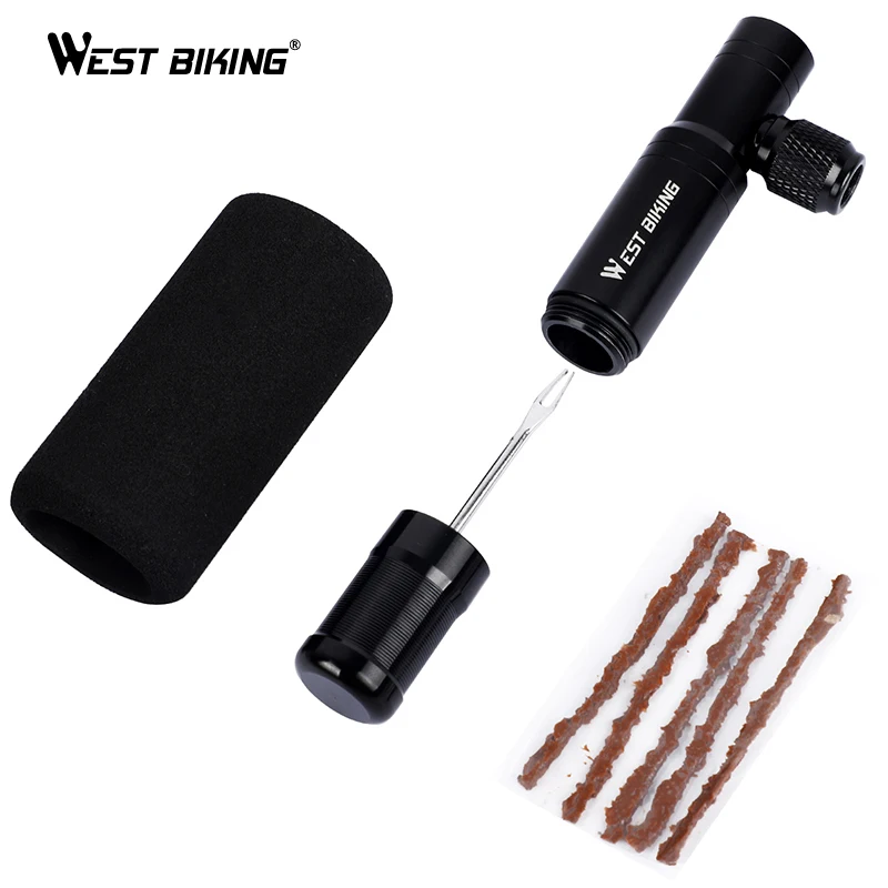 

WEST BIKING 2 in 1 Mini Bike Pump CO2 Inflator Bicycle Tubeless Tire Repair Tool Presta & Schrader Valve MTB Cycling Air Pump