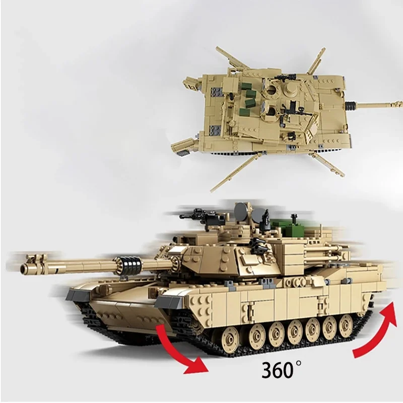 1463 шт. Kaizhi KY10000 Hummer M1A2 Abrams основной боевой танк мальчик Военные мелкие частицы