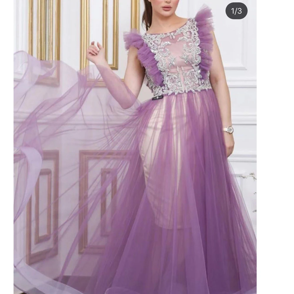 

Фиолетовые Выпускные платья 2020, бисероплетение, кристалл, оборки, тюль, а-силуэт, длина до пола, вечерние платья, vestidos de fiesta