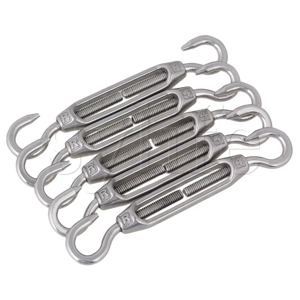 5PCS Silver M4 304 Stainless Steel Hook &amp Turnbuckle Wire Rope Tension | Обустройство дома
