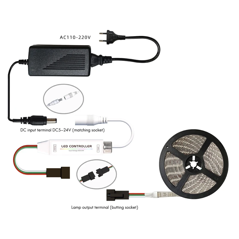 

LED Controller RF Wireless Press Remote Control Mini Symphony Controller Music Racing Car Atmosphere Light Controller