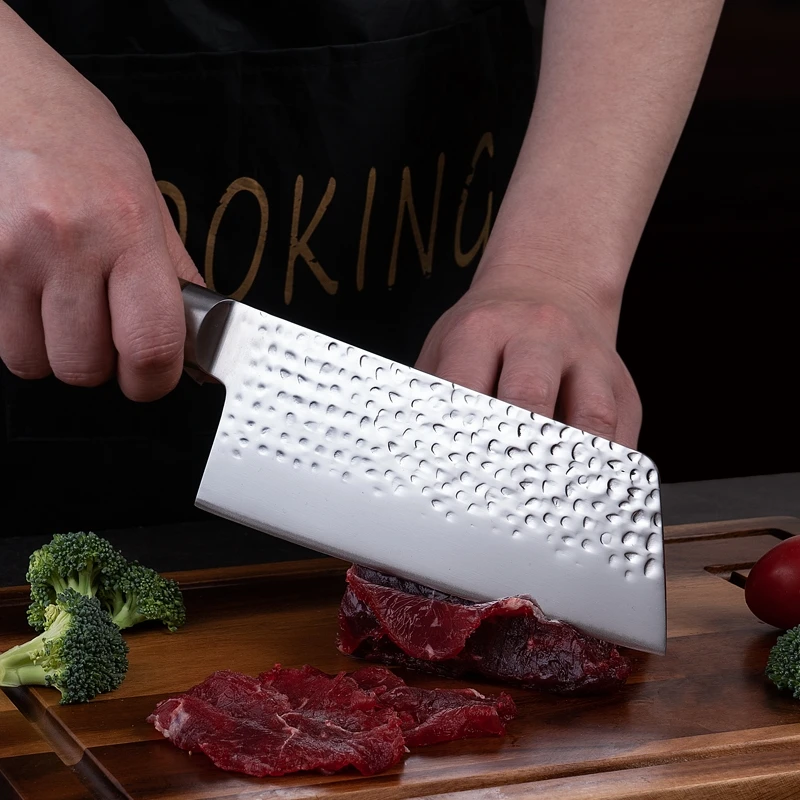 Koop 3 Stuks Keukenmes Set Sankotu Cleaver Mes Duitse 1.4116 Roestvrij Stalen Hamer Sporen Keukenmessen Sets Keuken Gereedschap